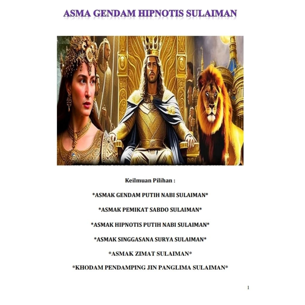 buku asma gendam hipnotis Sulaeman.