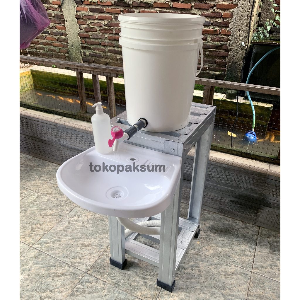 CUCI GUDANG Wastafel Portable Cuci Tangan Tempat Cuci Tangan Portabel Wastafel Jerigen Baja Ringan
