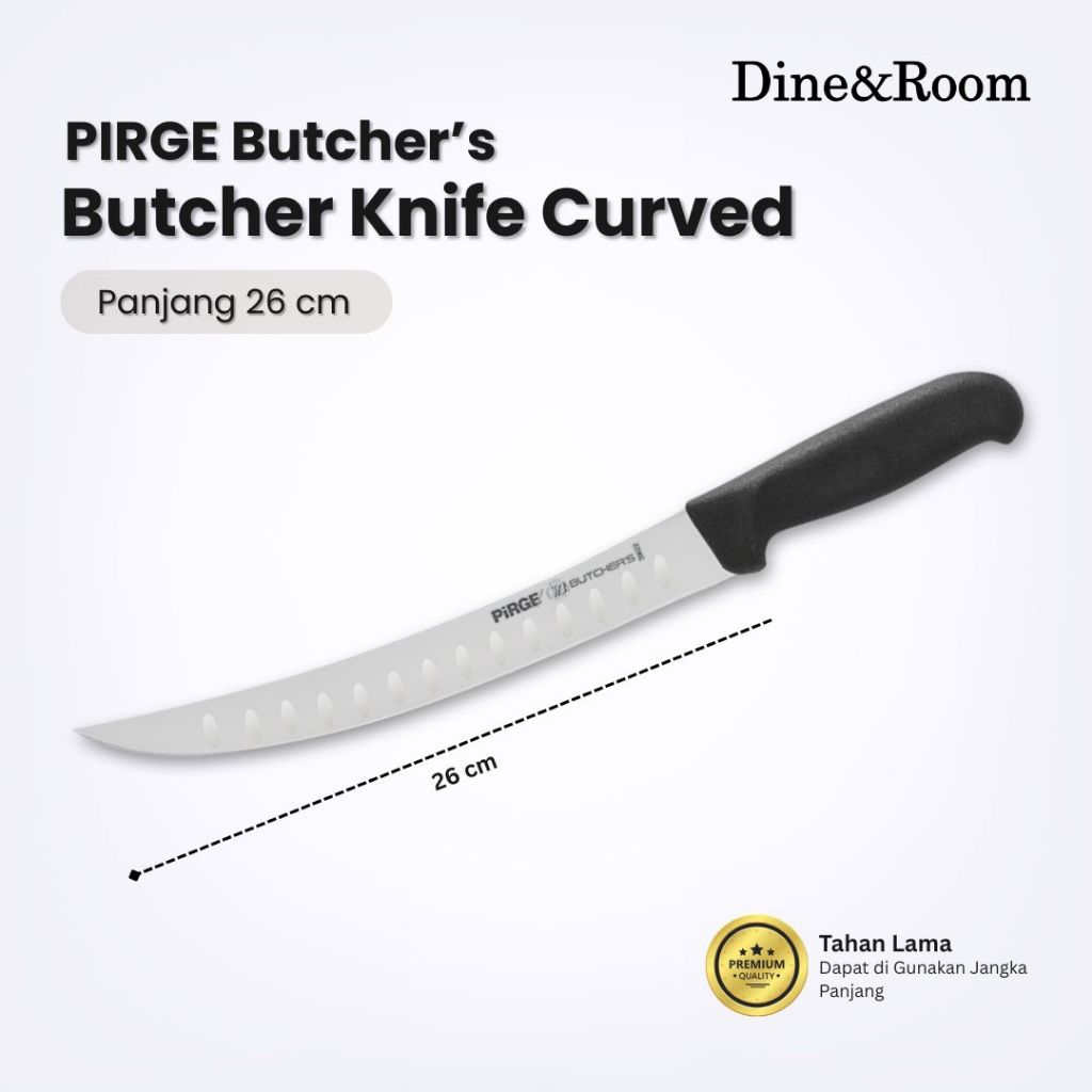 Dine & Room | PIRGE Butcher's Curved Butcher Knife | Pisau Potong Daging Profesional | German Stainl