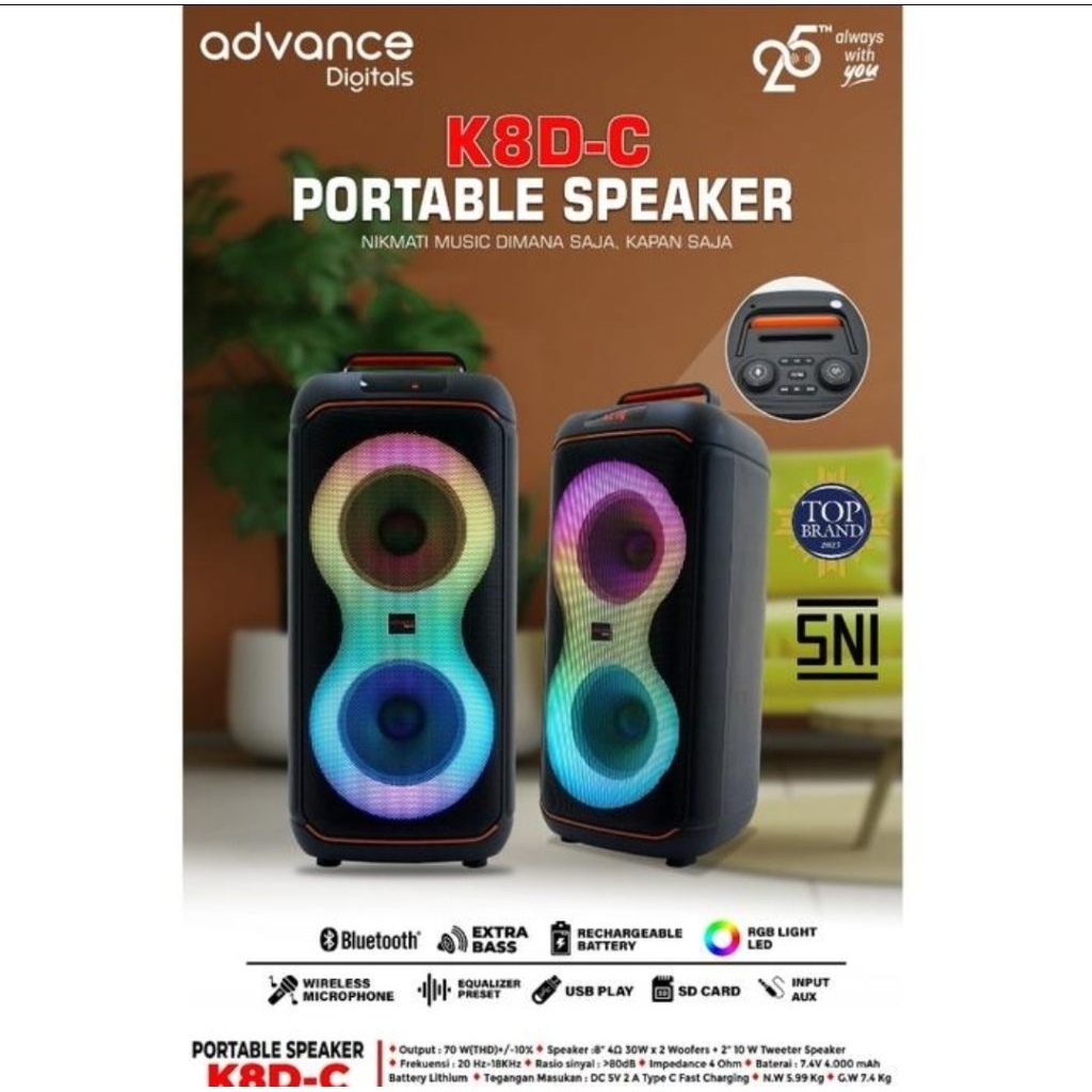 SPEAKER KS 8DC ADVANCE FREE 2PCS MIC wireless