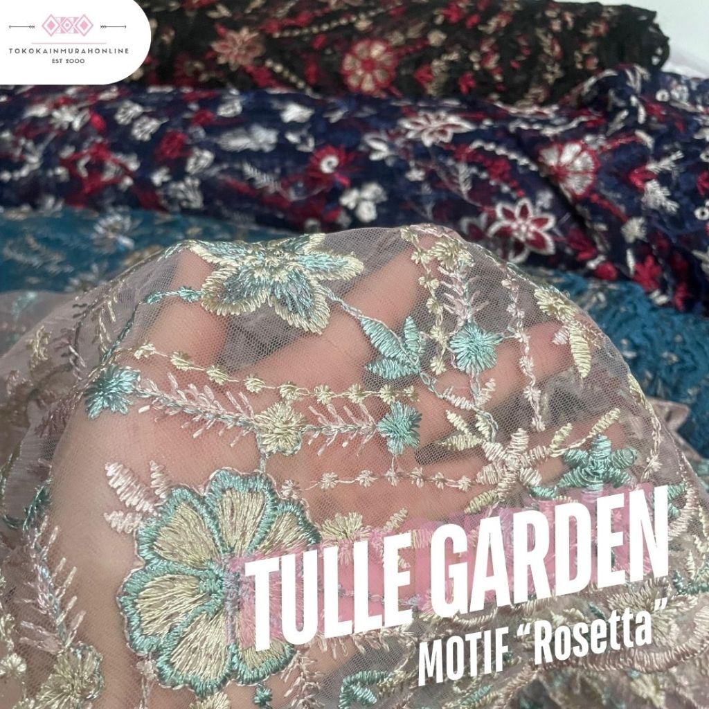 Kain Tille Garden Brokat Korea Full Payet Akar Motif "Rosetta" NEW 2026 Bordir Full Premium