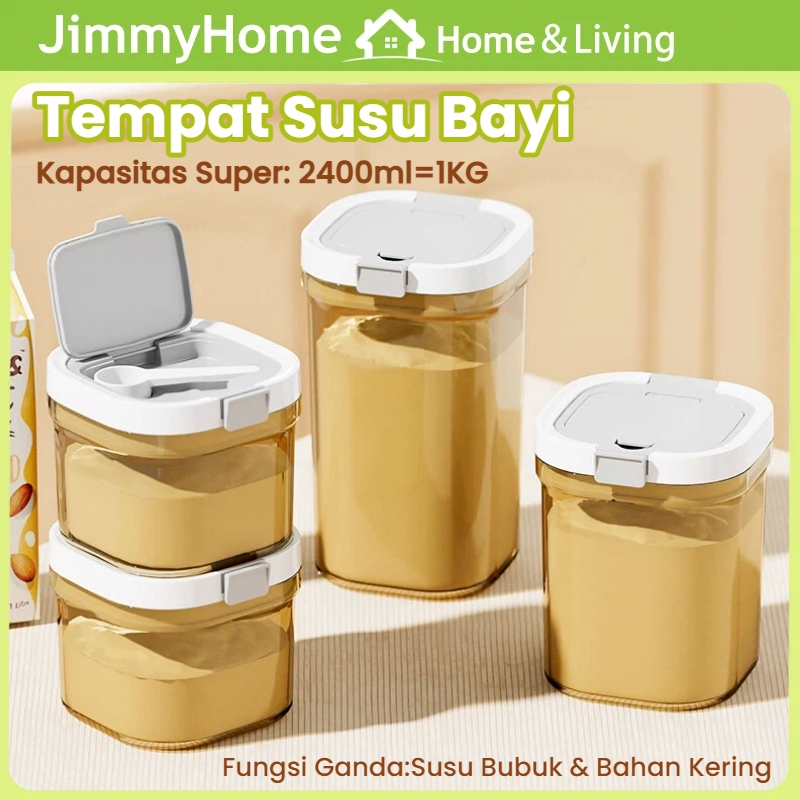 JimmyHome Tempat Susu 2400ML=1KG kotak susu Bubuk Bayi Wadah Susu Toples Makanan Vacuum Sealed Box