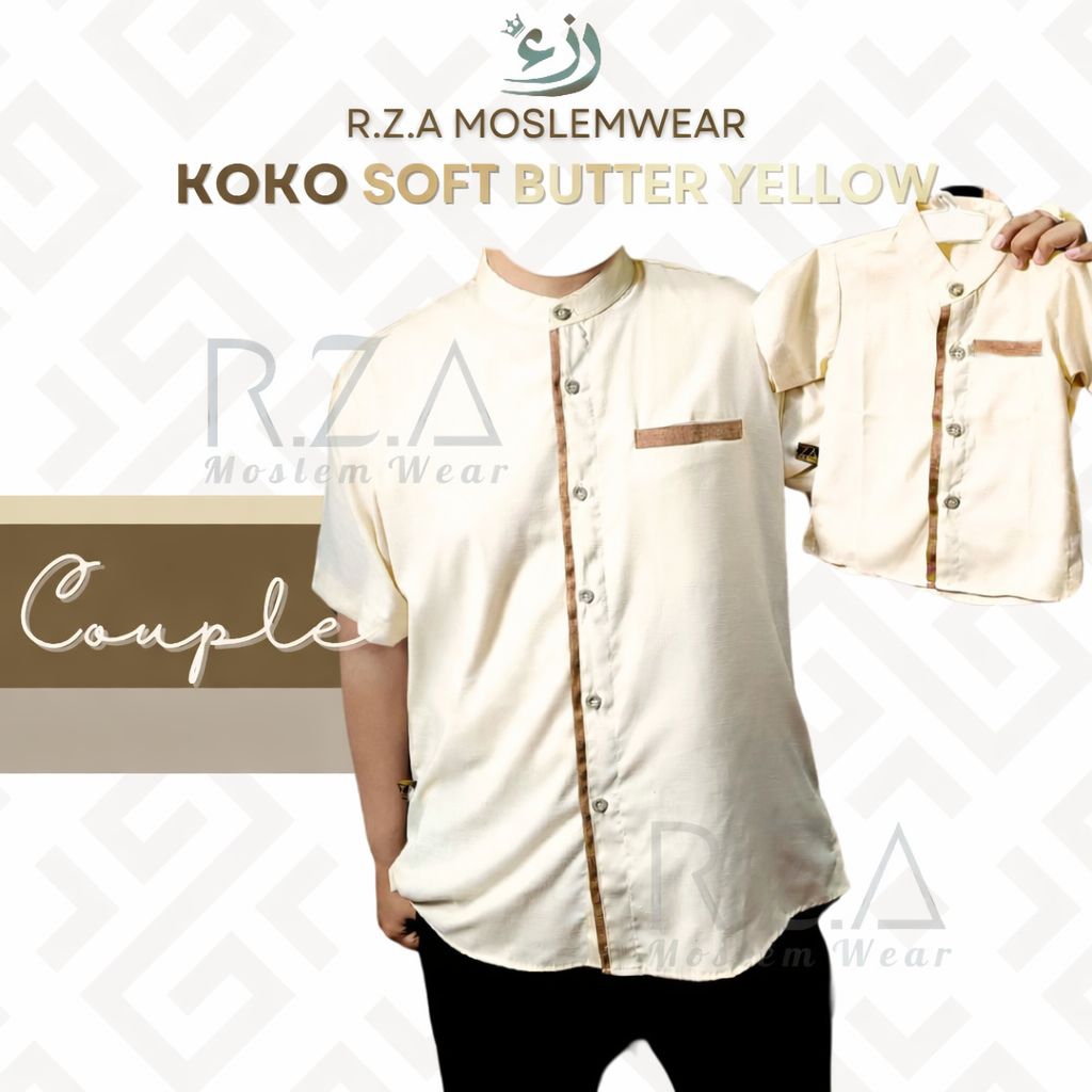 Koko Couple Butter Yellow List Coklat Mahogany Krem Muda ayah Anak Newborn Jumbo Kemeja Baju Lebaran