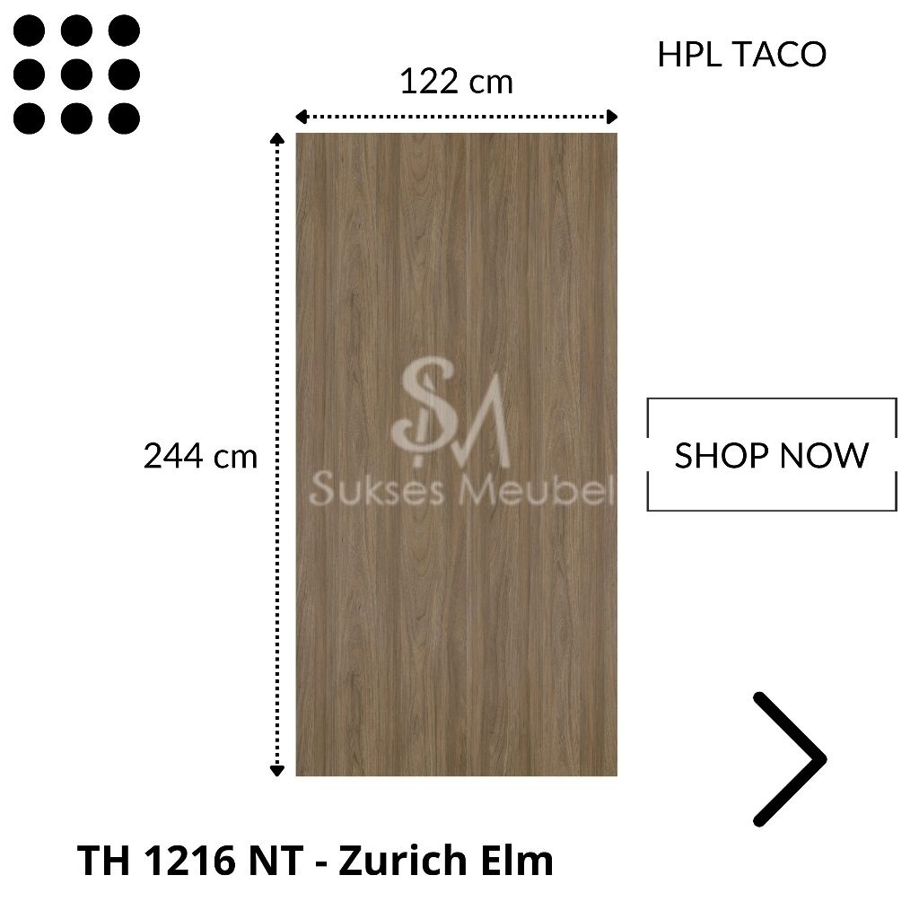 TACO HPL Woodgrain TH 1216 NT - Zurich Elm | Per 1 Lembar Ukuran 122cm x 244cm
