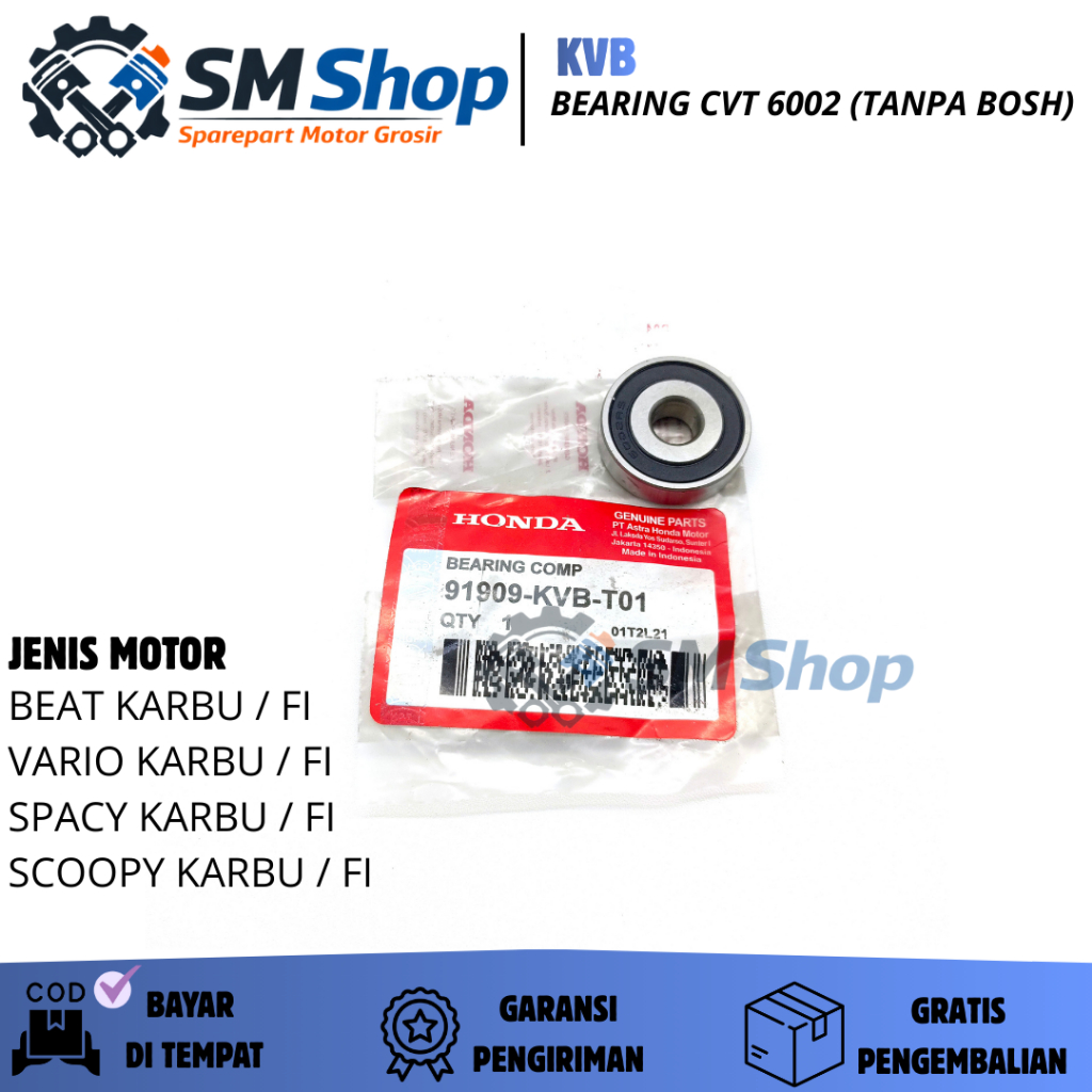 6002 BEARING HONDA TANPA KUNINGAN BEARING BAK CVT BEAT FI / BEAT KARBU / VARIO 110 125 / VARIO 150 /
