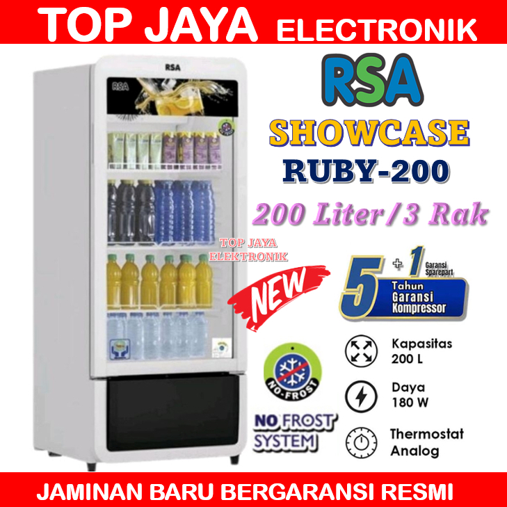SHOWCASE RSA 200 LITER 3 RAK RUBY 200/SHOWCASE 3 RAK RSA ARUBY 200- 200 LITER NEW SERIES