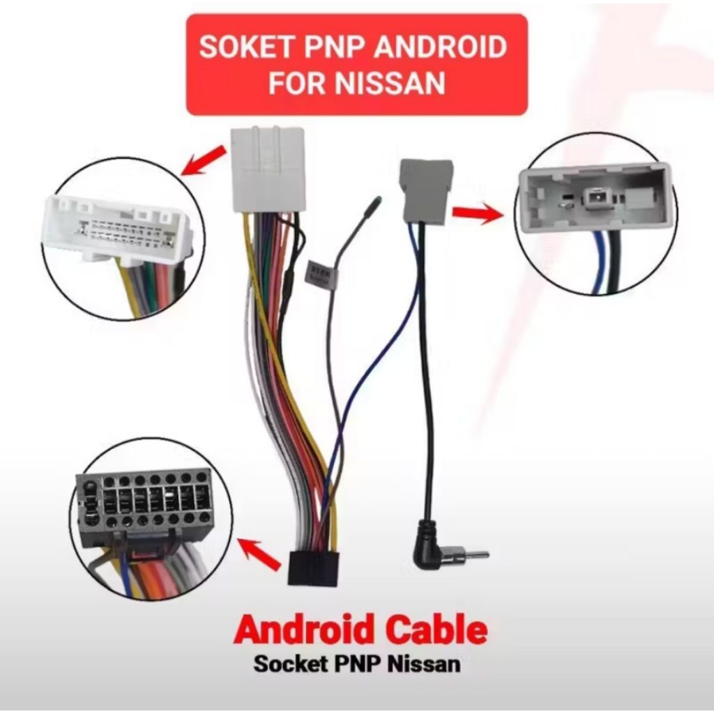 Kabel Soket Socket Head Unit Tape Double Din Android Universal Mobil Nissan March Grand Livina Evali