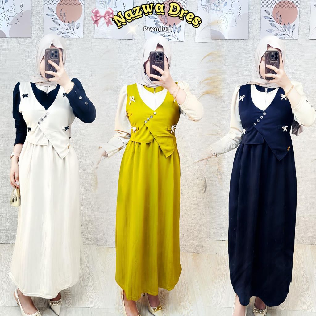 GAMIS/DRESS WANITA NAZWA PREMIUM ll GAMIS LEBARAN/GAMIS KONDANGAN WANITA  NAZWA DRESS