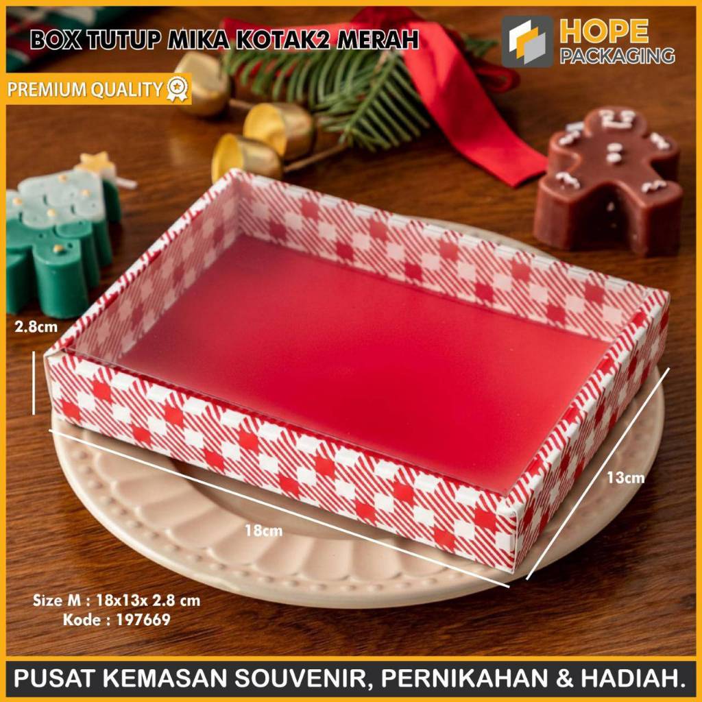 Box Tutup Mika Kotak Kotak Merah / Kotak Bingkisan Kue Tutup Mika Taste Sweet / Box Kue Imlek / Kota