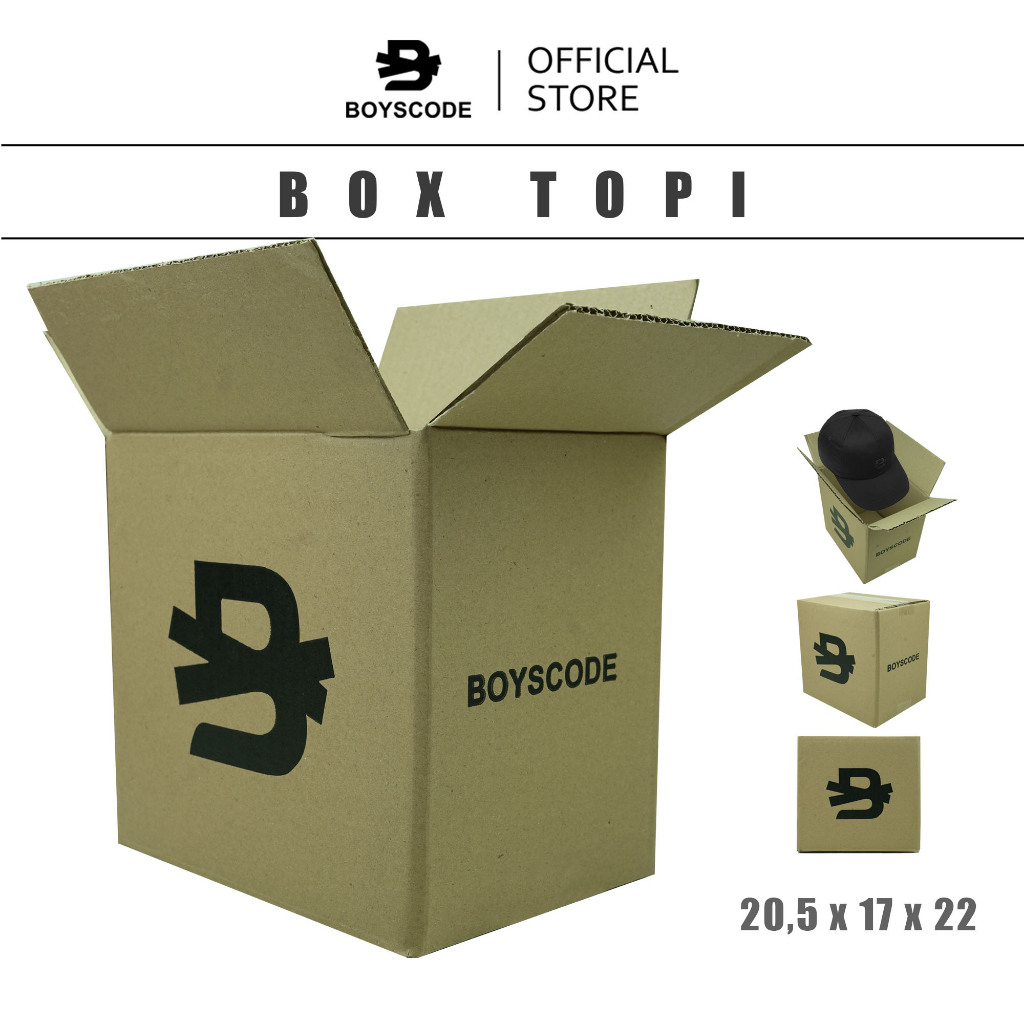 BOYSCODE Kardus Box Topi Medium Size Packaging Exclusive Coklat / Dus Topi Kotak Persegi / Kemasan P