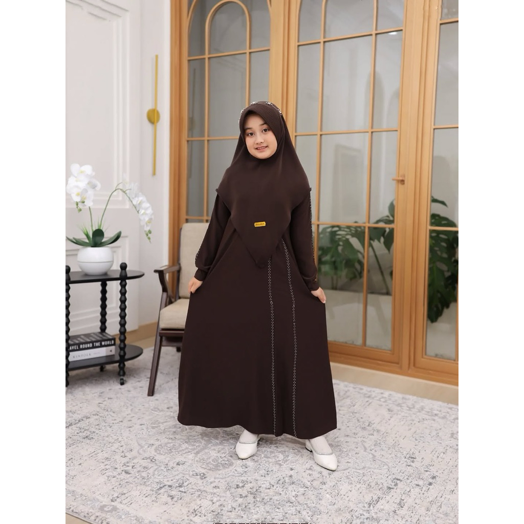 Abaya Anak Salsa Terbaru Umur 7-10 Tahun Gratis Kerudung Abaya Lebaran Anak