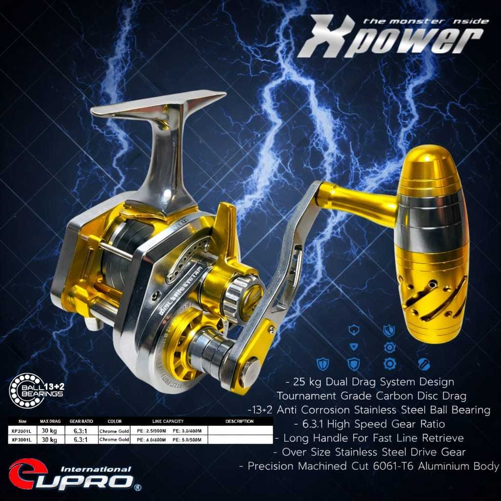 REEL UNDERHEAD EUPRO X POWER XP2001T / XP3001T GUN GOLD | REEL JIGGING | POWER 25KG | DRAG GAHAR | 1