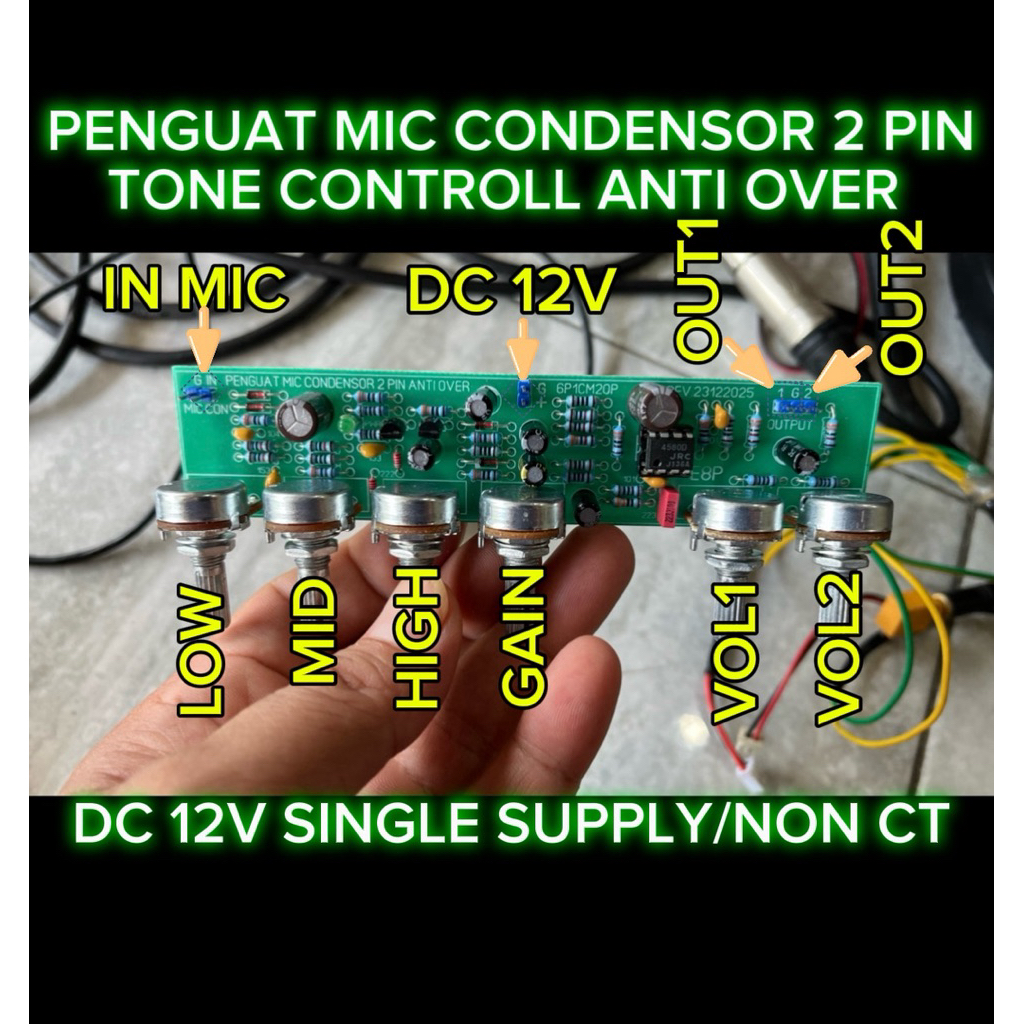 Kit penguat mic condensor 2 pin anti over 6P1CM2OP