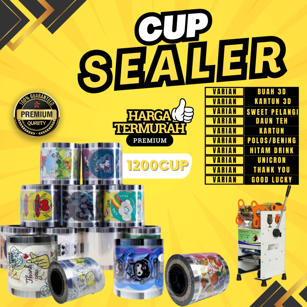 Cup Sealer/Plastik penutup gelas/tutup minuman/ plastik seal cup minuman anti tumpah/Segel Gelas Min