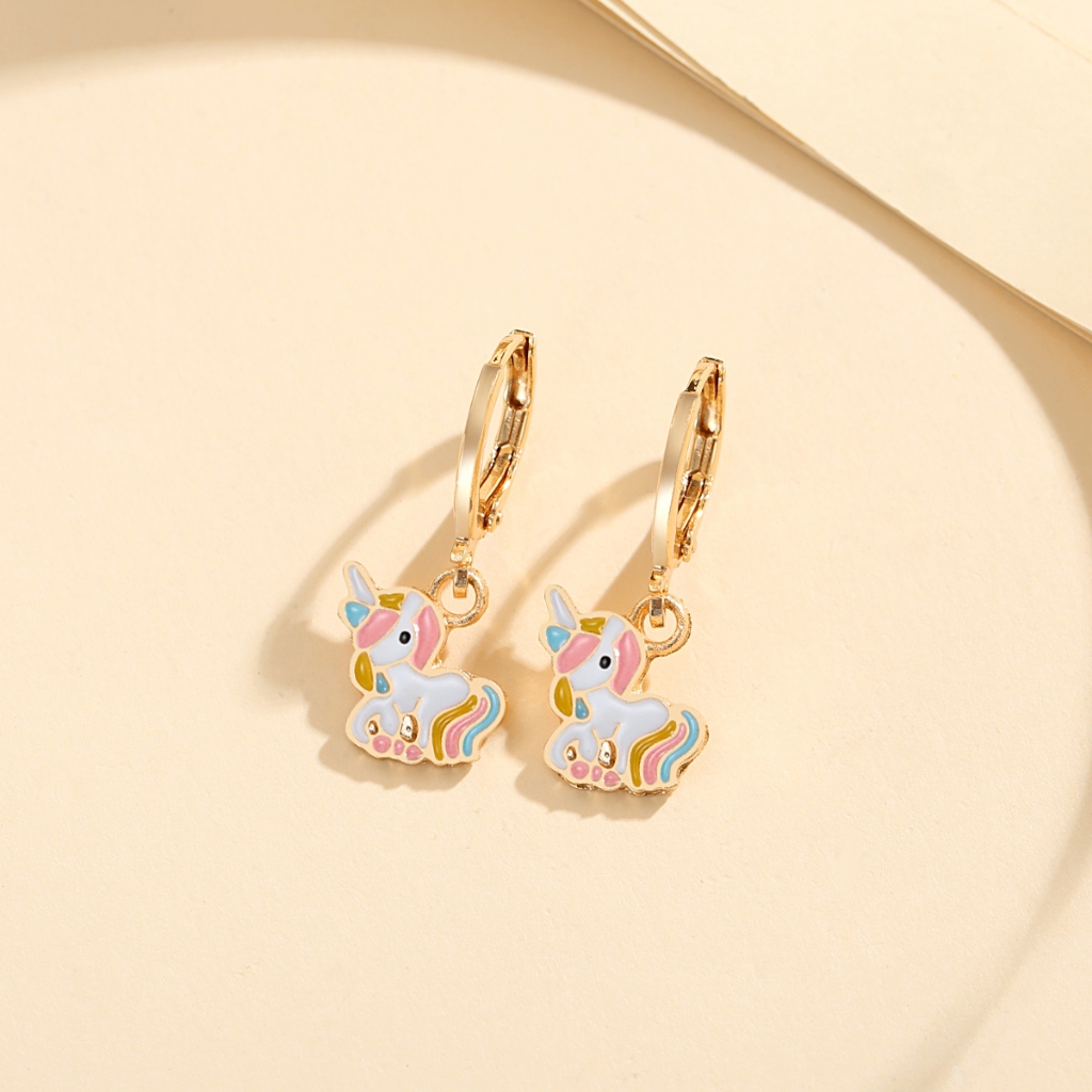 Lanme Jewelry Anting Anak Unicorn Titanium Perhiasan Imitasi Anting Costume Fashion Kids LM534