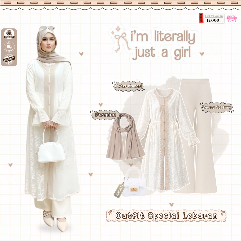 Rina One Set Wanita Tunik ( Pasmina + Tunik + Celana ) Outfit Kondangan Wanita - FS81