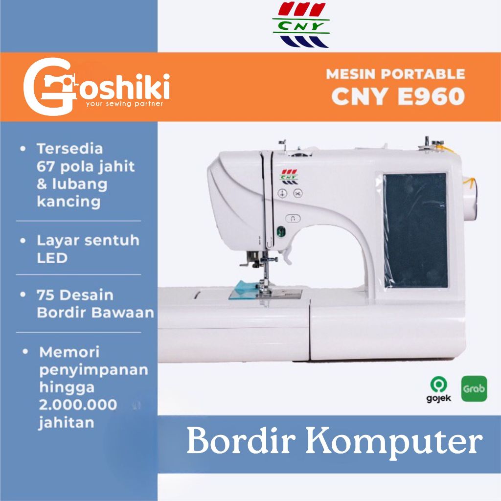MESIN BORDIR KOMPUTER + JAHIT CNY E960 PORTABLE OTOMATIS E 960