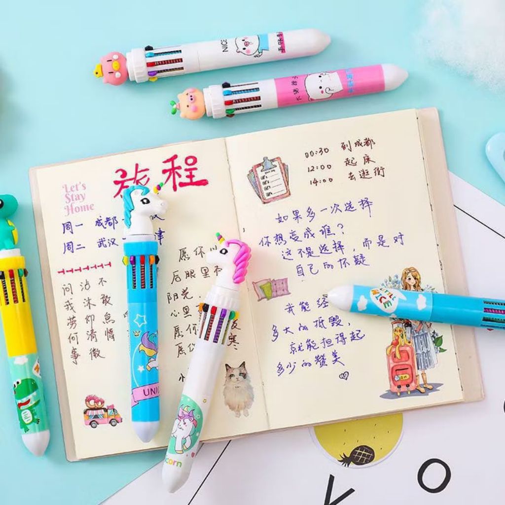 PERALATAN TULIS | PULPEN KARAKTER|PULPEN WARNA WARNI 10 WARNA