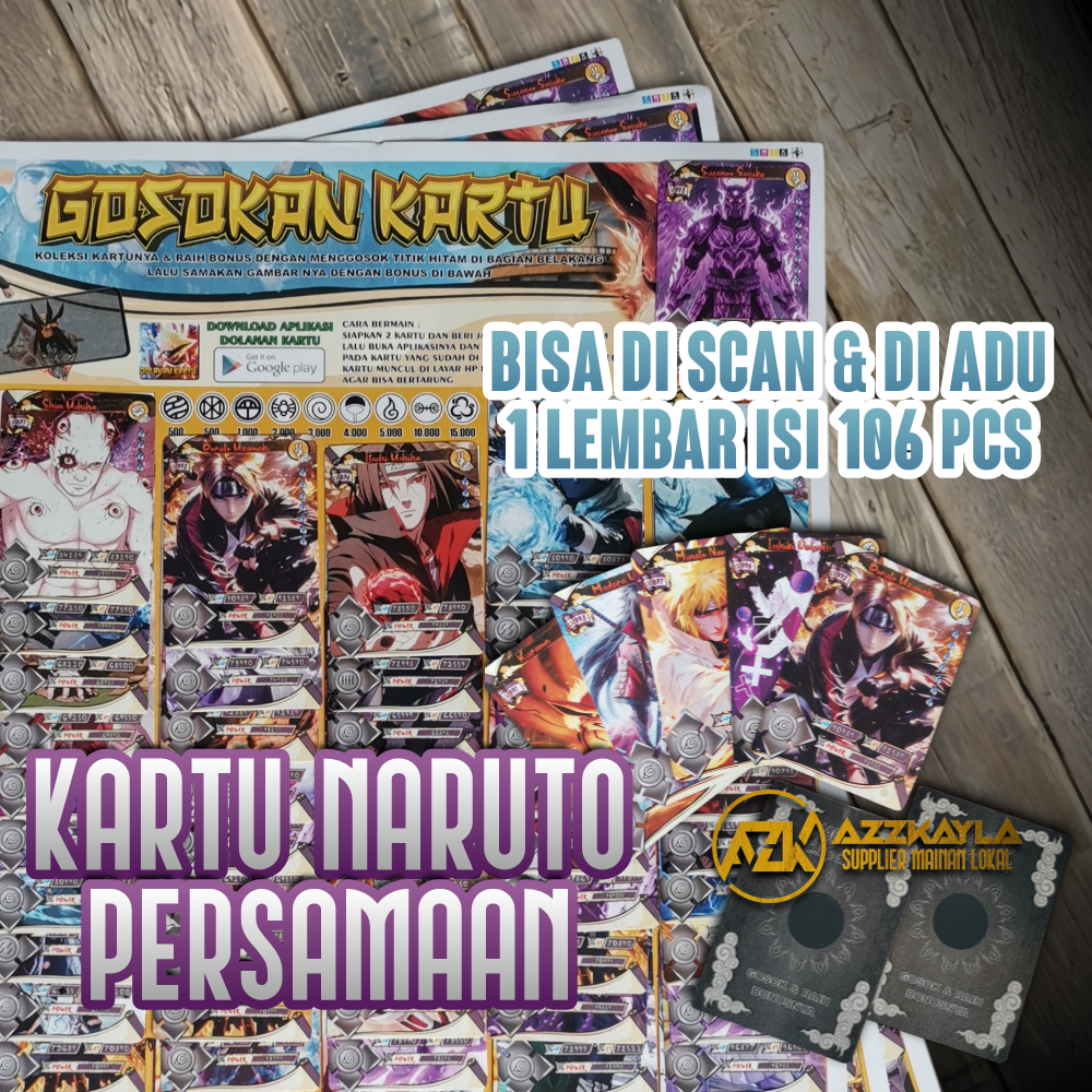 Gosokan Kartu Persamaan Aplikasi Scan Naruto X Boruto 1 Lembar Isi 106 Pcs Mainan Koleksi Dan Aduan
