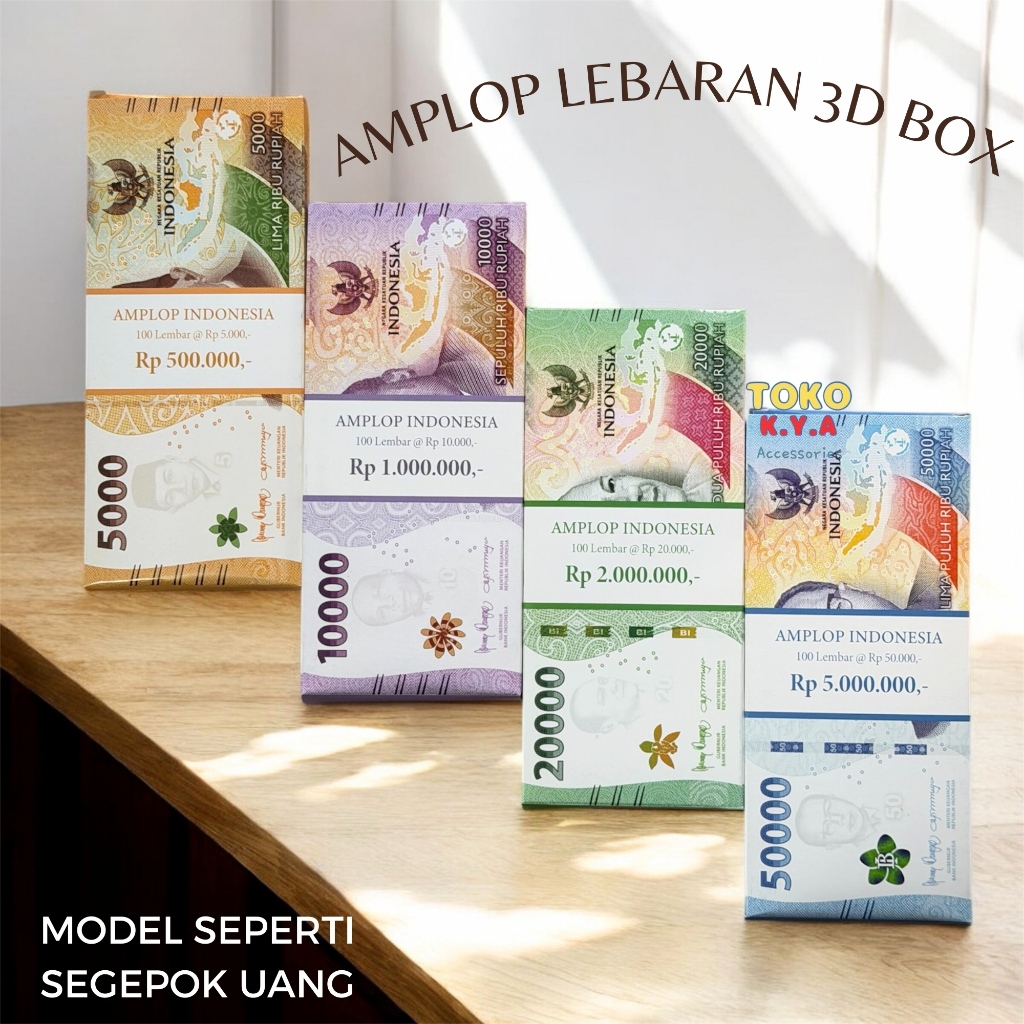 (5 PCS) AMPLOP/ANGPAU LEBARAN MOTIF UANG GEPOKAN UKURAN PANJANG/AMPLOP LEBARAN UNIK TERBARU
