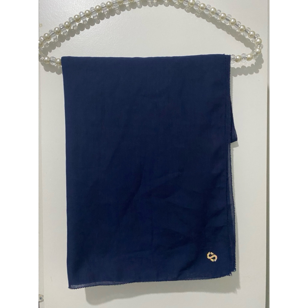Preloved Navy Biru Dongker Eyelash Paris Umama Scarves Hijab Jilbab Segiempat