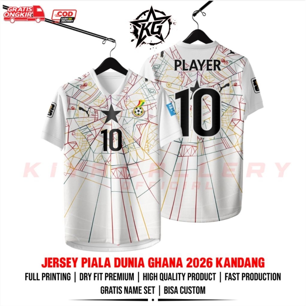 JERSEY PIALA DUNIA GHANA 2026 KANDANG FULL PRINTING GRATIS NAMA DAN NOMOR