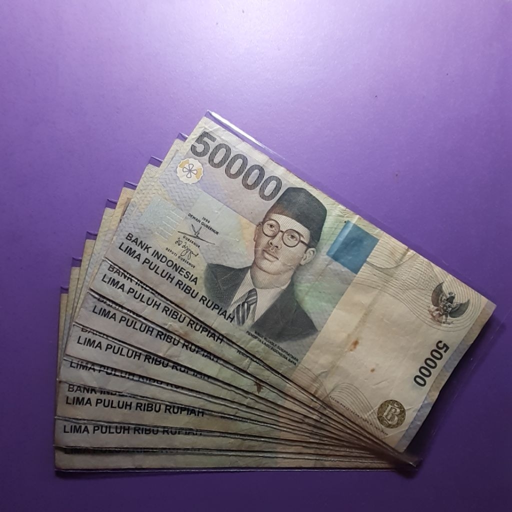 Uang kuno 50000 rupiah wr supratman tahun 1999