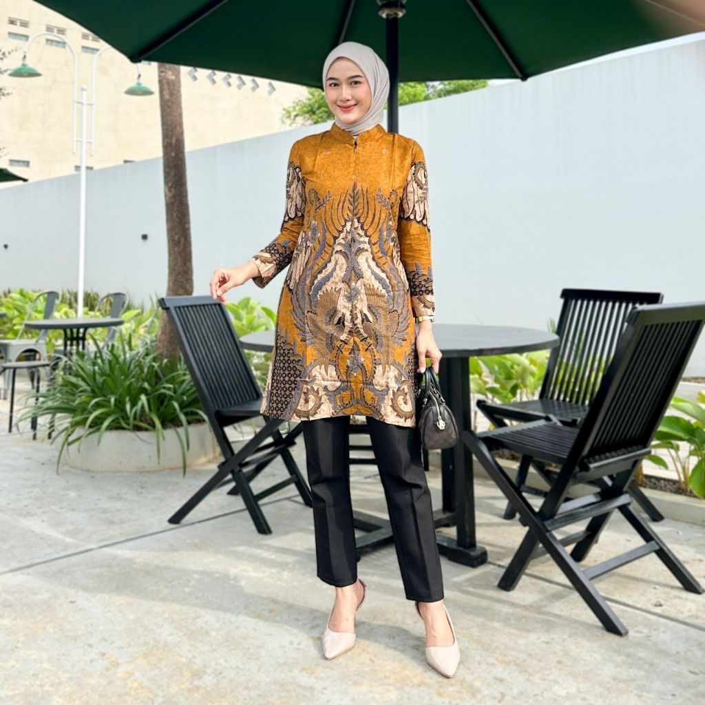 TUNIK BATIK 1417 WK BJ 173 II TUNIK BATIK II PAKAIANBATIK WANITA II ATASAN WANITA // BAJU TUNIK UNGG