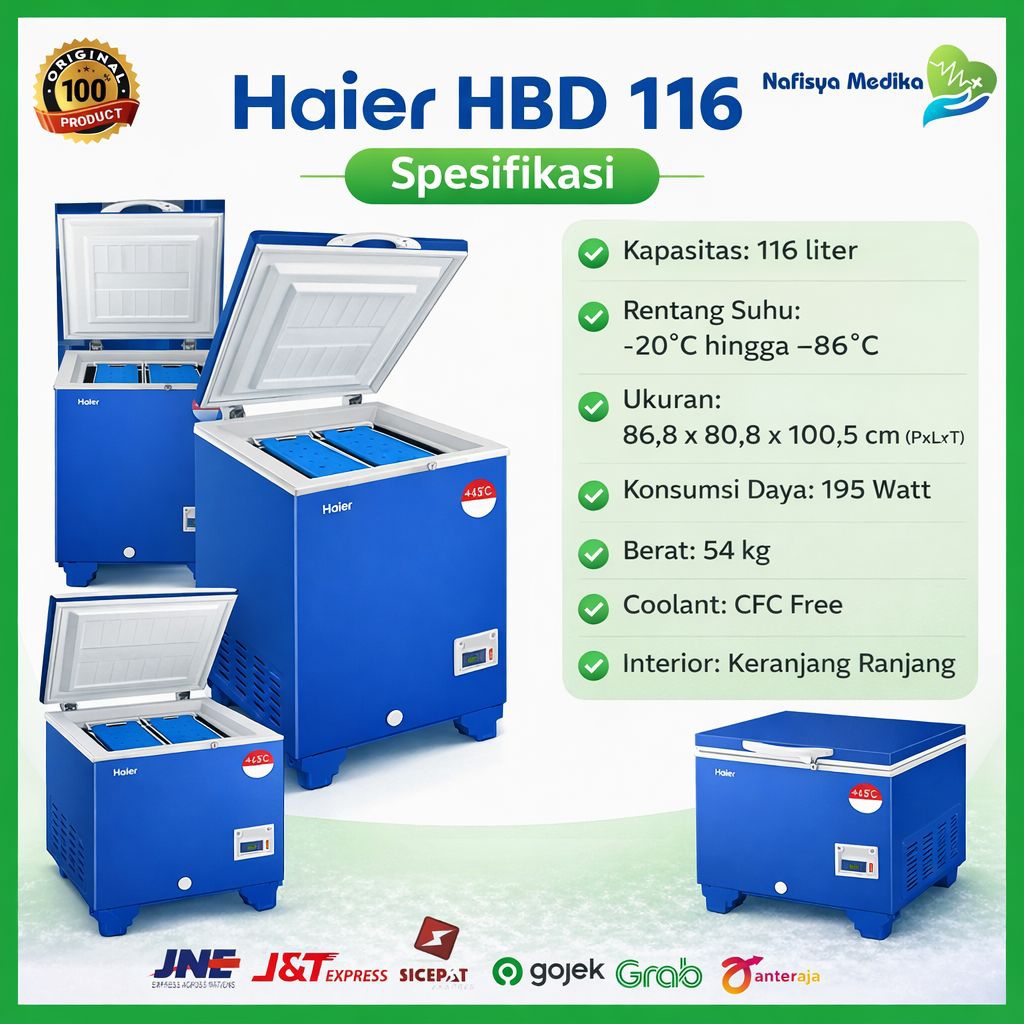 Freezer Box Haier HBD-116 Chest Freezer | Kapasitas Besar | Hemat Listrik | Tahan Panas +43°C