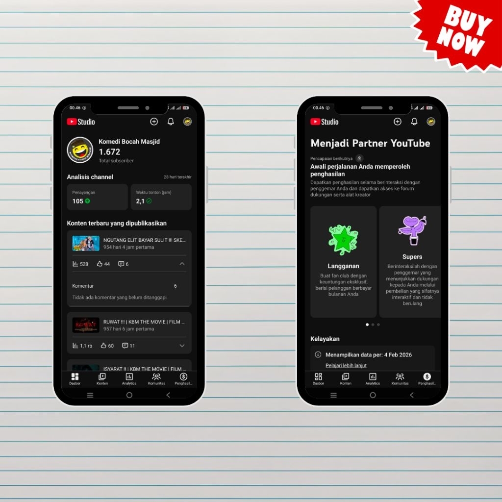 Channel Youtube Belum Monetisasi