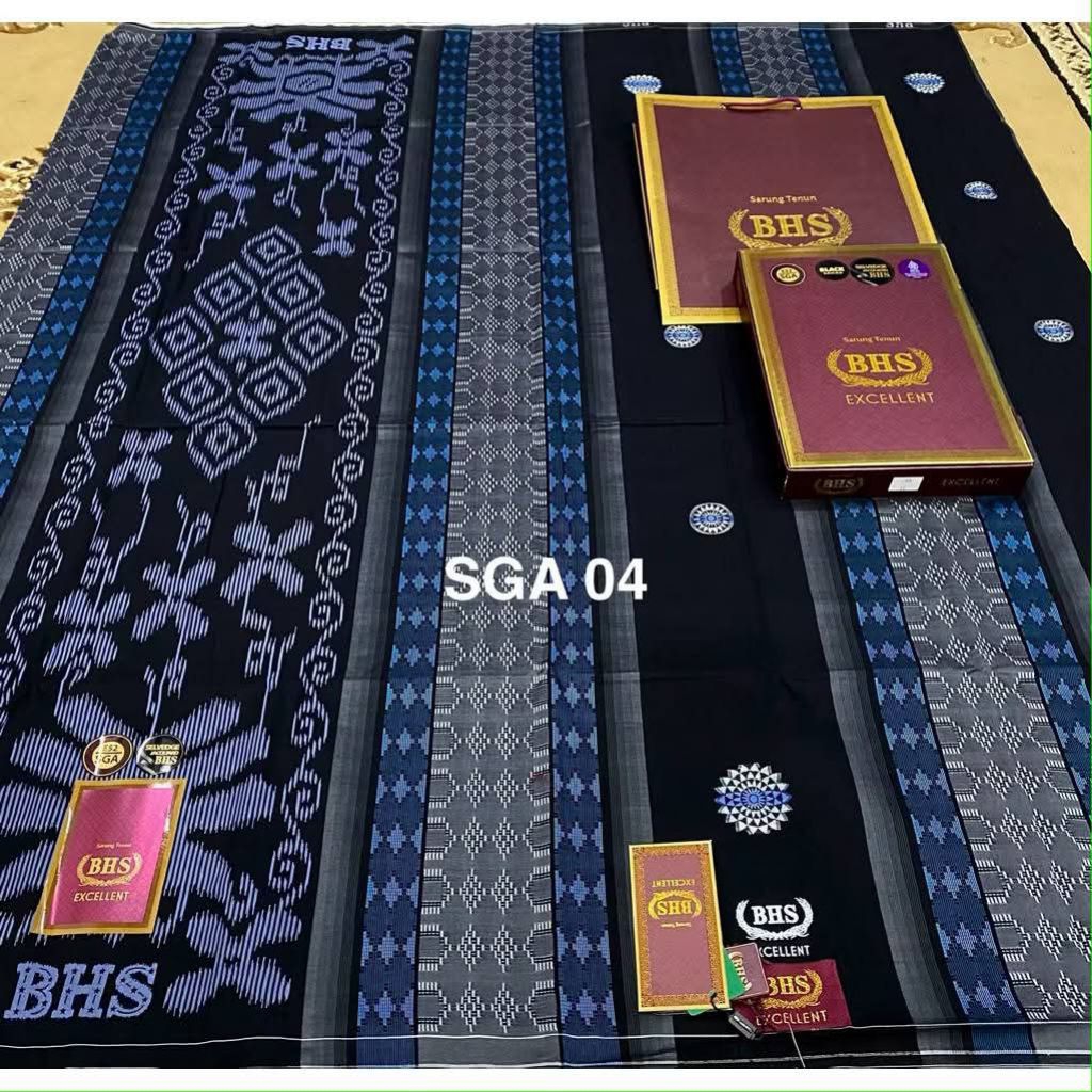 SARUNG BHS EXCELLENT SONGKET SCA,SGA,SGF GOLD HITAM EDITION ORI