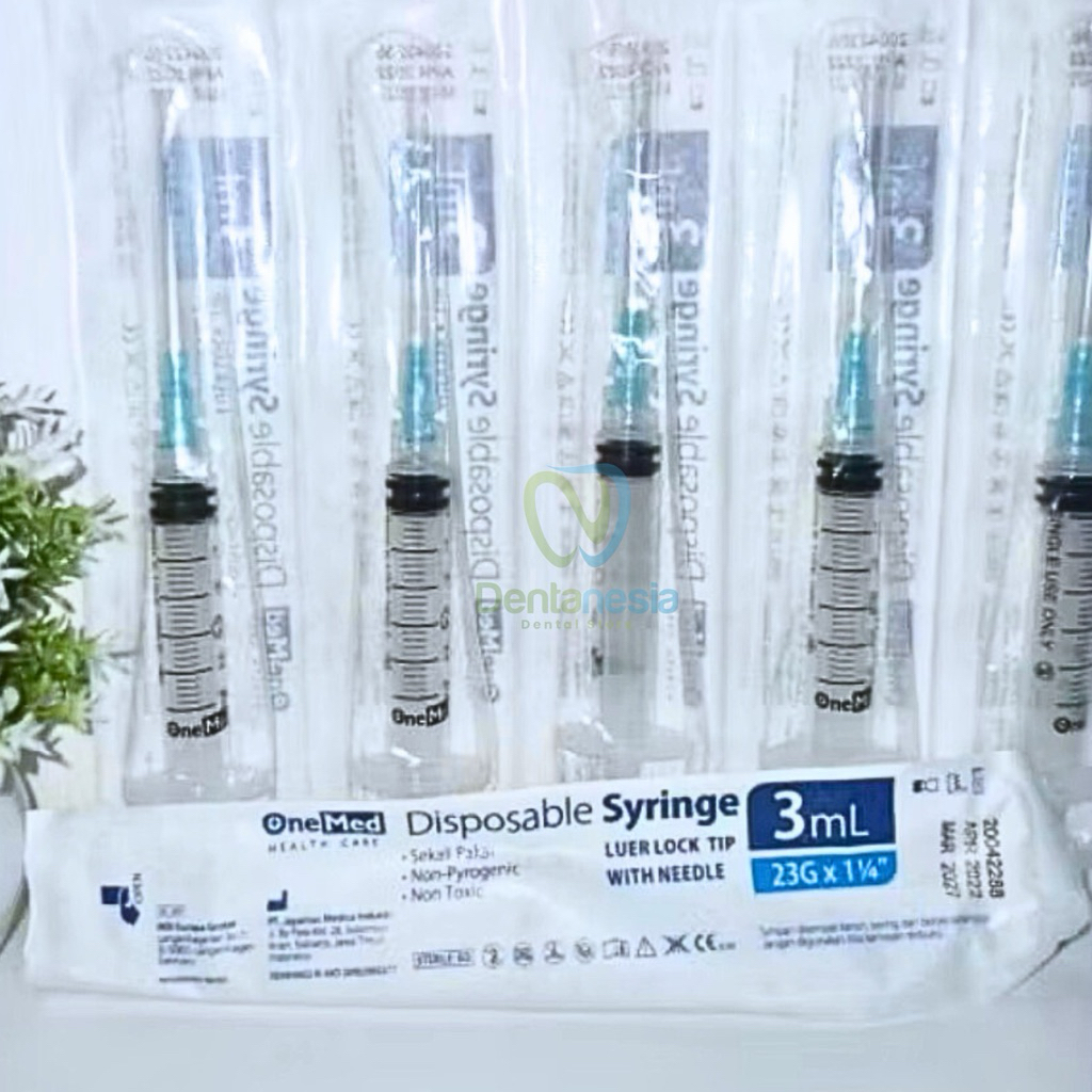 Spuit Needle Onemed Syringe 3cc 3ml / Spoit Jarum Suntik 23G × 1¼"