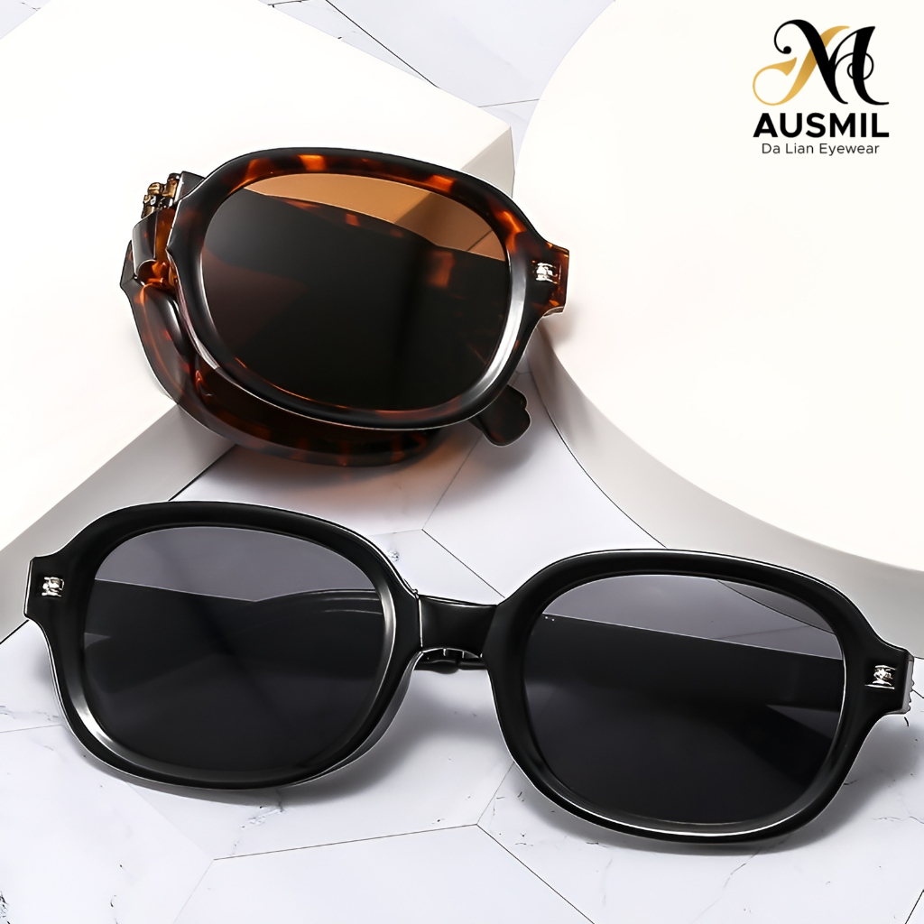 AUSMIL Kacamata Hitam Bulat Lipat Anti Radiasi Foldable Unisex 006