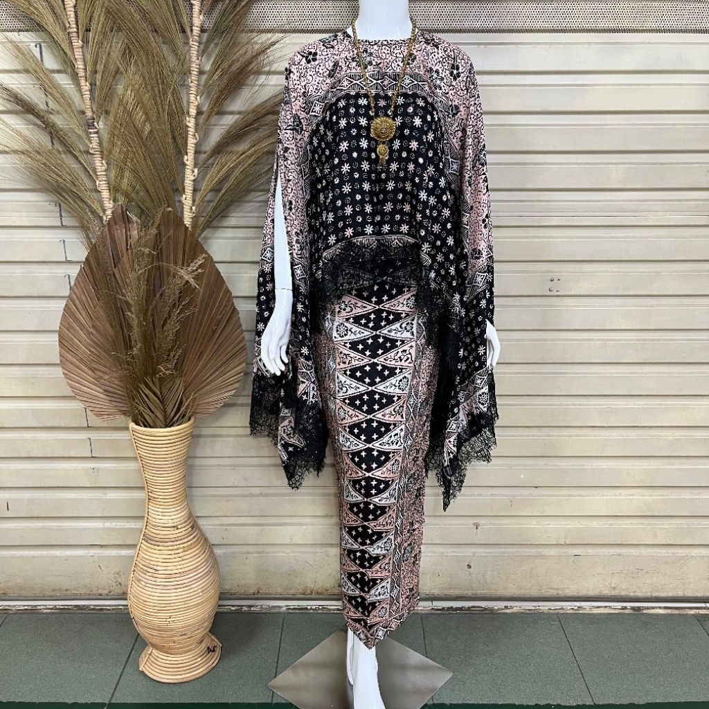 Setelan Kelelawar Batik Viscose/Setelan Batik Viscose Batwing  Rok Lilit/Setelan Kelewer Rok Lilit B