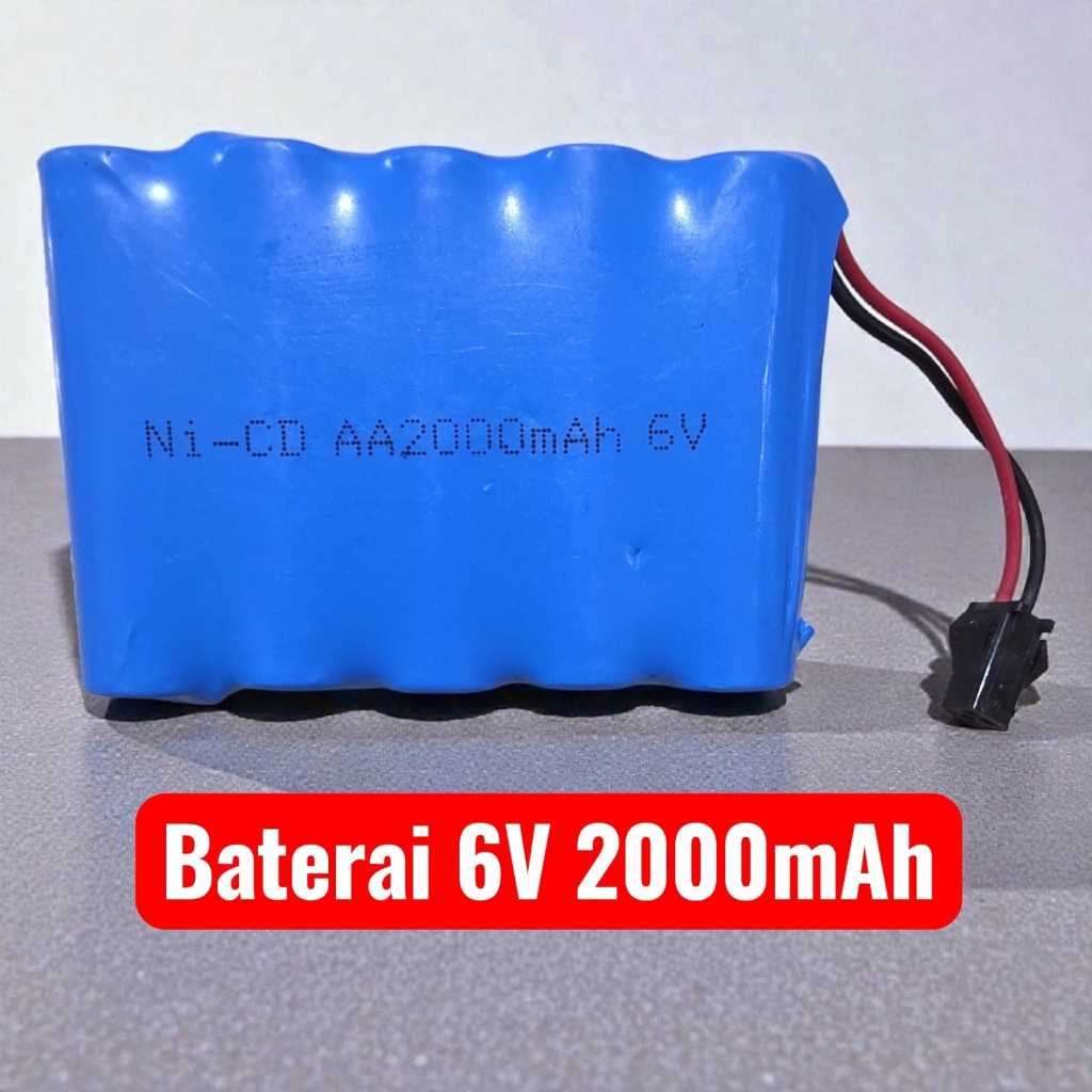 Tahan Lama Batre Baterai Mobil RC 6 Volt 2000mAh Batre Cadangan Isi 6 Baterai Remot Remote Control 6
