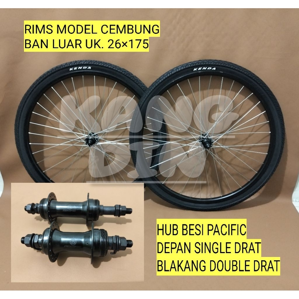 Wheelset Velg Sepeda 26 GUNUNG ) MTB ) FEDERAL Rims Alloy Hub Besi Model Drat Set Ban Luar Dalam Dep