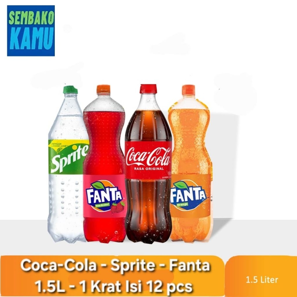 Coca Cola - Fanta - Sprite 1.5 Liter 1500 ml - 1 Krat Isi 12 pcs