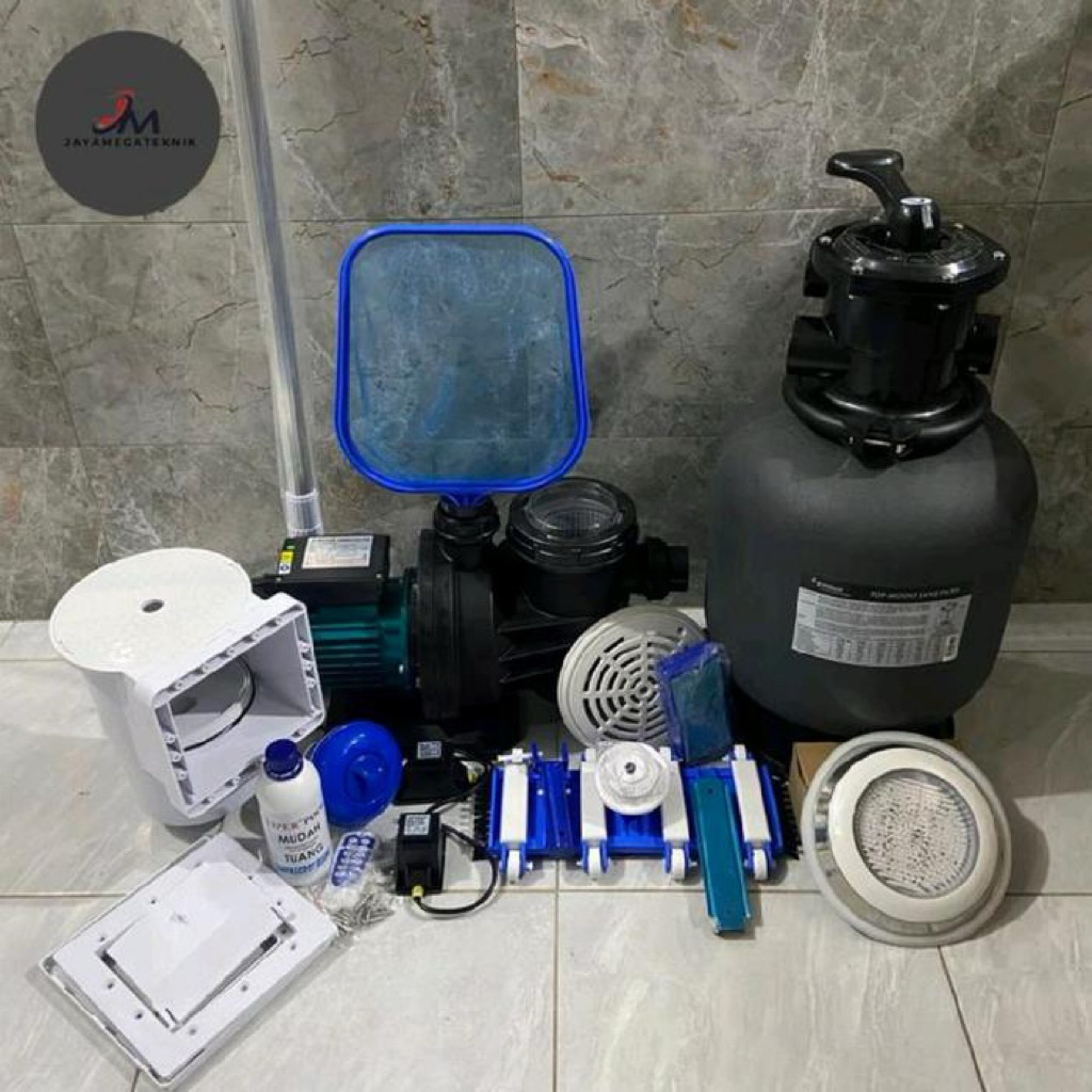 Paket Mesin Filter Pompa Kolam Renang mc pump 1/2Hp Emaux p350 Peralatan Kolam - Lengkap 1/2HP