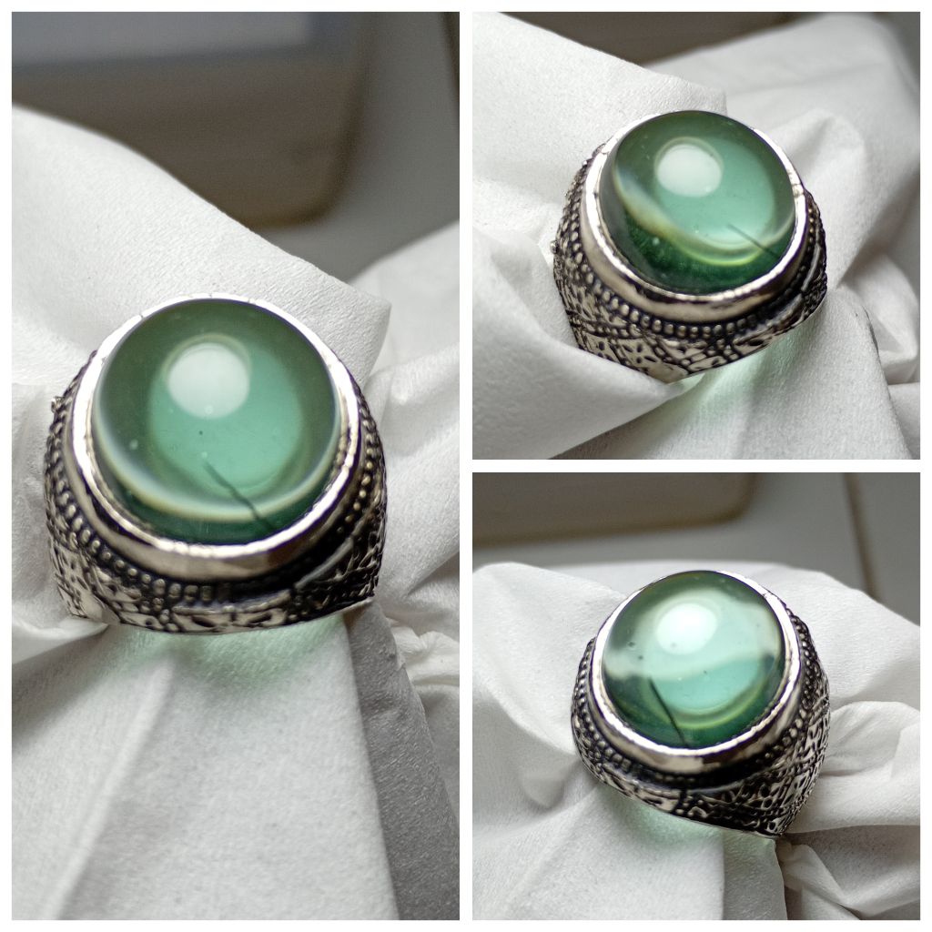 Batu cincin natural kinyang daun serat rambut dalam batu Vv88