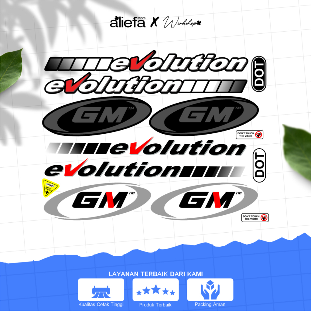 STIKER HELM GM EVOLUTION SET BAHAN STIKER UV ANTI AIR PREMIUM