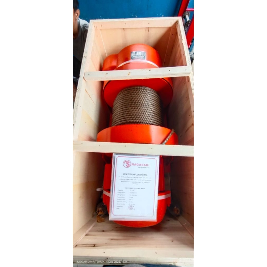 ELEKTRIK HOIST WINCH:10.TON X 100M.380V/3PHASE.NAGASAKI JAPAN QUALITY