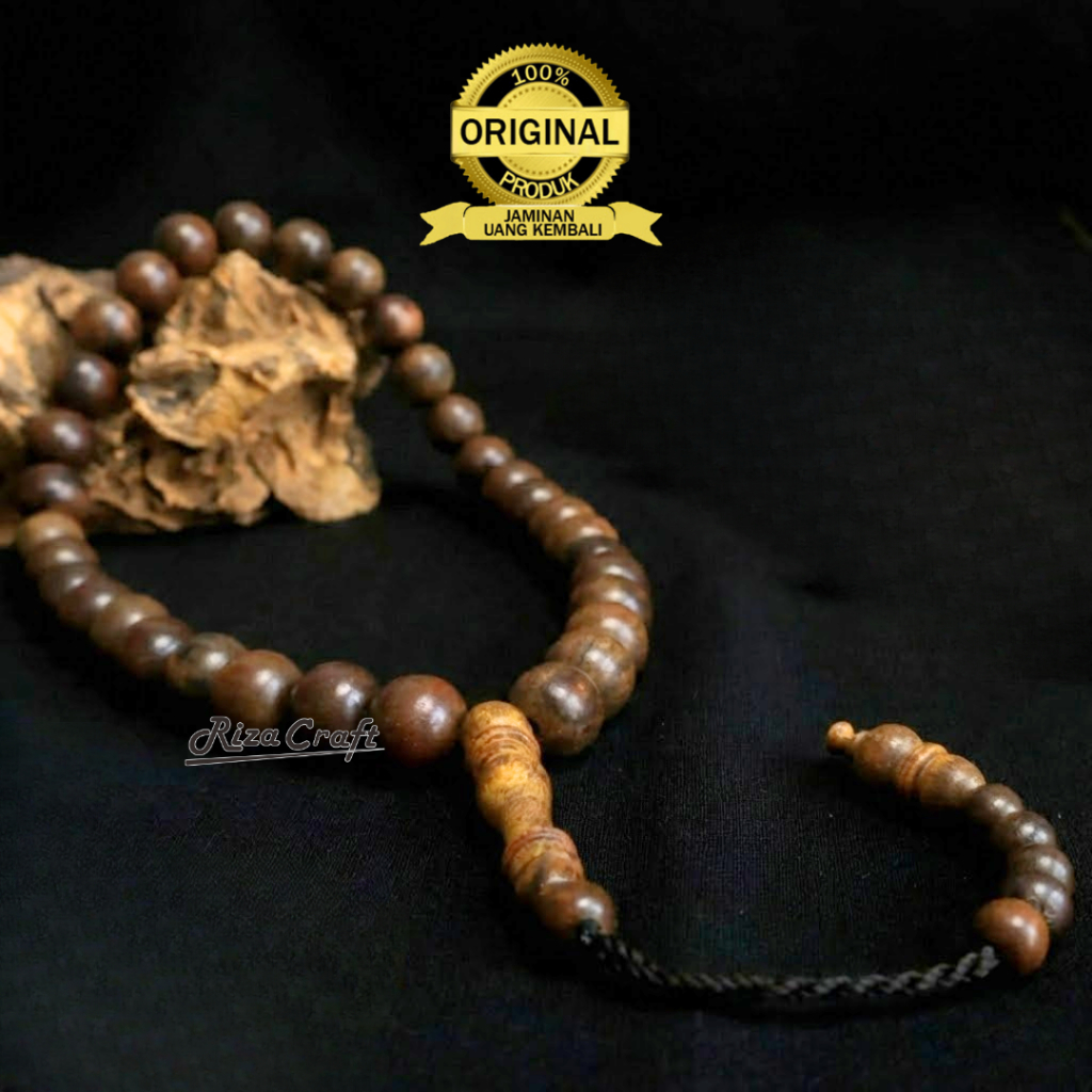 Tasbih Kayu Gaharu Wangi Asli Kalimantan Oval isi 33 Butir Motif Zebra Original Nyaman