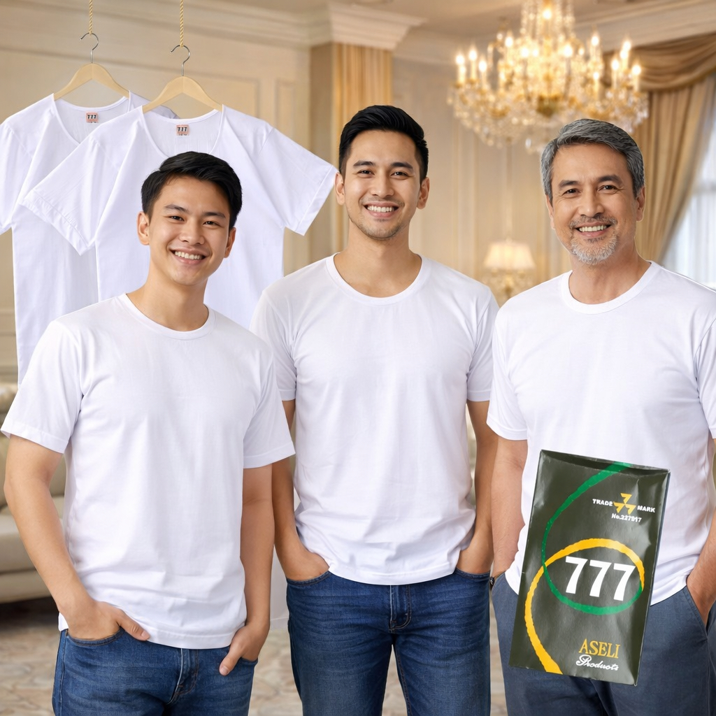 Kaos Oblong Pria Merk 777 Aseli [ 1 Pcs ] Kaos Oblong 777 Aseli - Kaos Oblong Pria Dewasa Bahan Katu