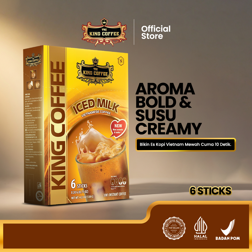Kopi Instan Import Vietnam Tanpa Ampas Iced Milk Trung Nguyen King Coffee Isi 6 Stik - Robusta Cream