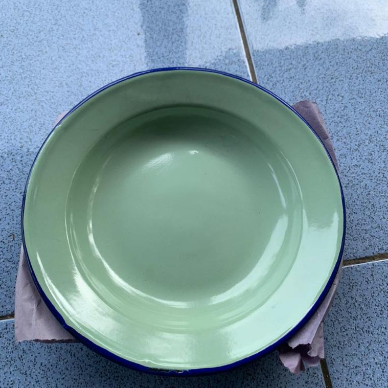 Piring Seng 16cm Jadul Polos EnameL Hijau Vintage Cafe Tema Souvenir Pernikahan