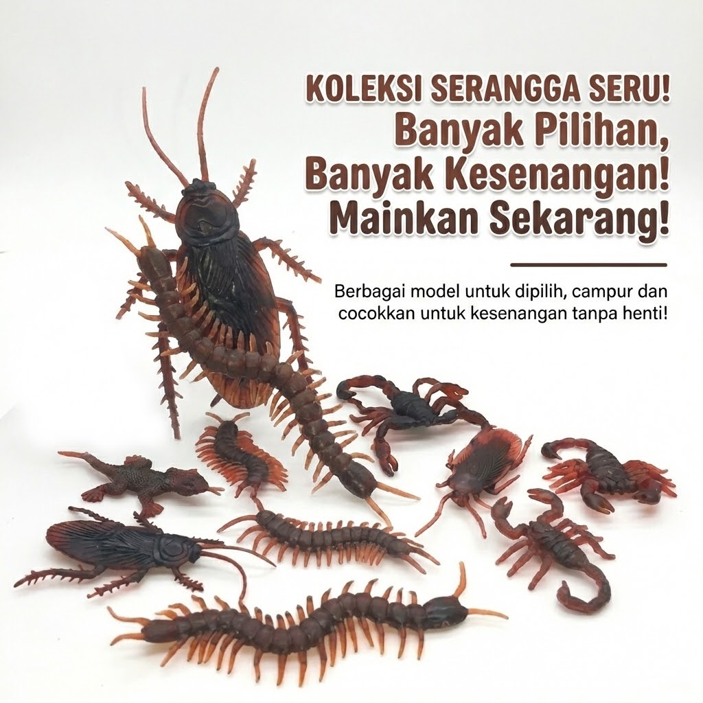 mainan prank squishy karet serangga lalat kecoa belatung kalajengking