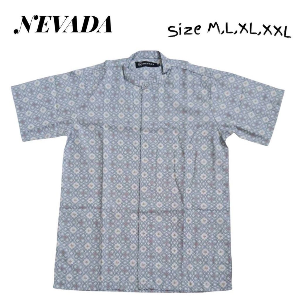 KEMEJA KOKO PRIA COWOK DEWASA LENGAN PENDEK MOTIF LEBARAN 2026 NEVADA