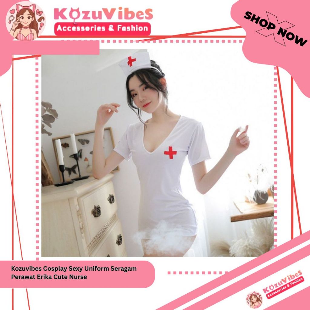 Kozuvibes Cosplay Sexy Uniform Seragam Perawat Erika Cute Nurse