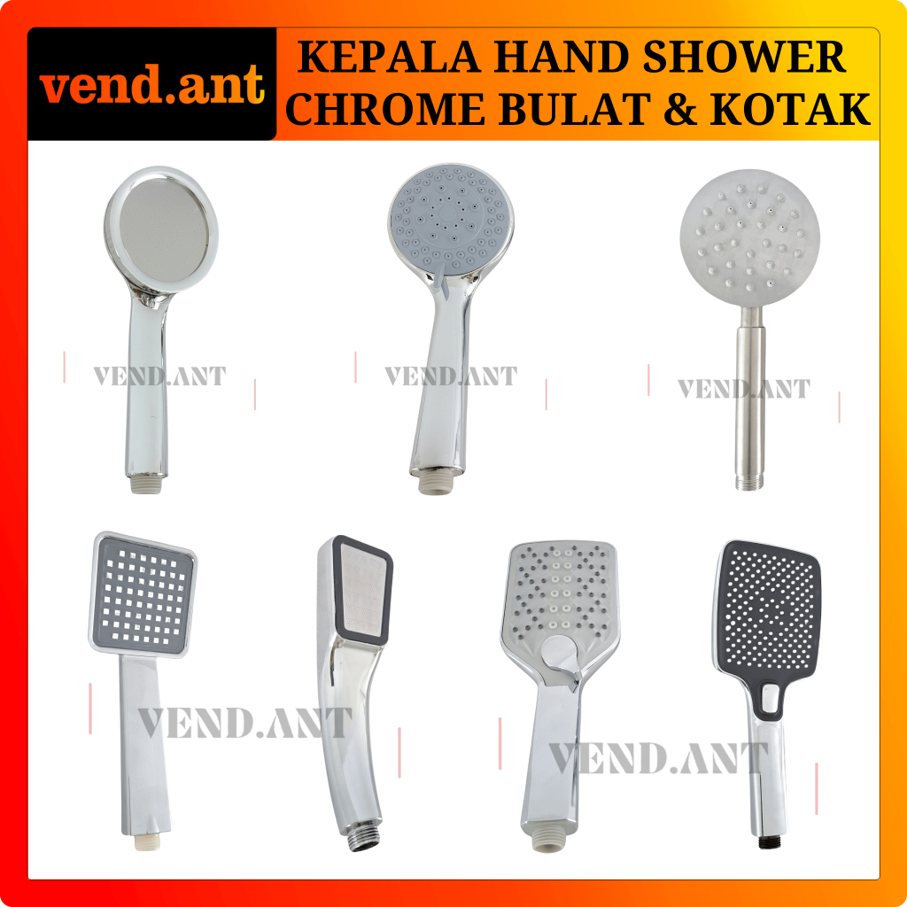 Gagang Kepala Semprotan Hand Shower Kamar Mandi Bulat Kotak Chrome Krom Doff Silver