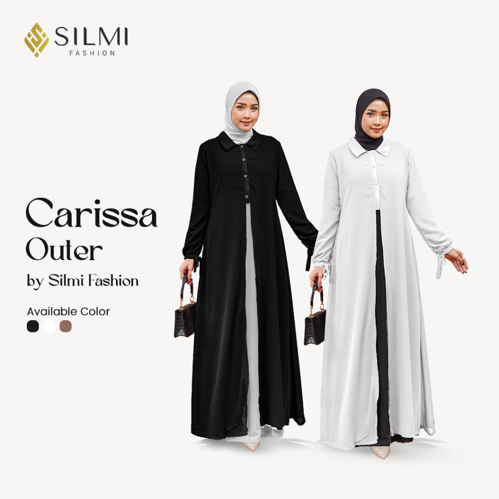 SILMI - Carissa - Gamis Outer Lepas Pasang - Long Outer Gamis Kondangan Polos - Outer Saja